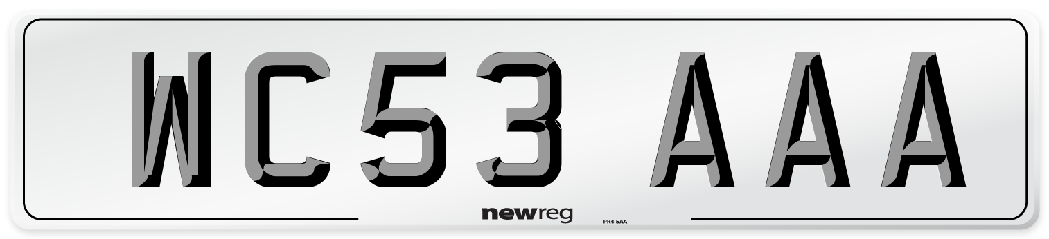WC53 AAA Number Plate from New Reg